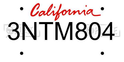 3NTM804 California License Plate