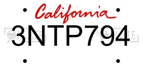 3NTP794 California License Plate