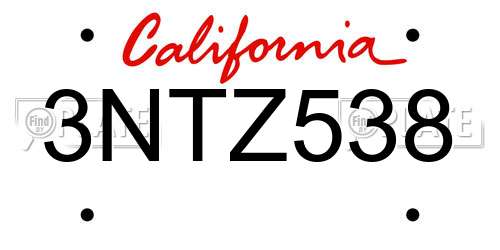 3NTZ538 California License Plate
