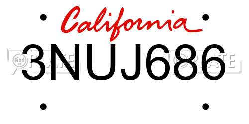 3NUJ686 California License Plate