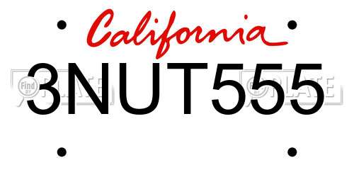 3NUT555 California License Plate