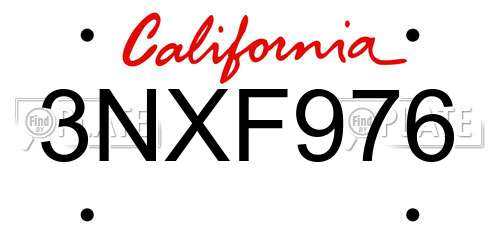 3NXF976 California License Plate
