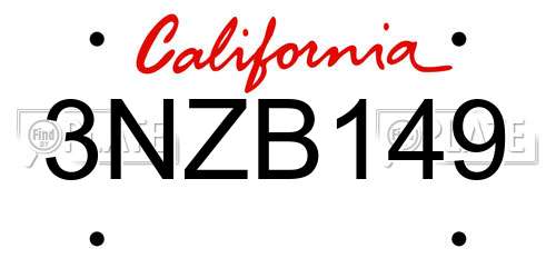 3NZB149 California License Plate