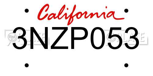 3NZP053 California License Plate