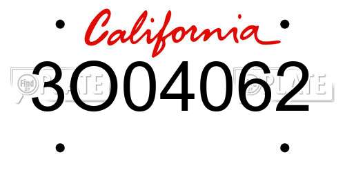 3O04062 California License Plate