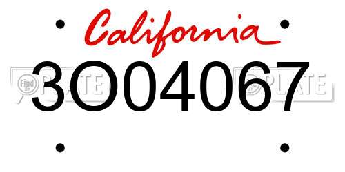 3O04067 California License Plate