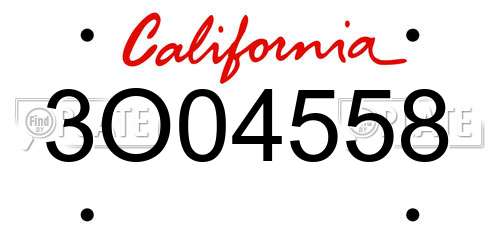 3O04558 California License Plate