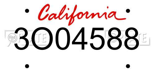 3O04588 California License Plate