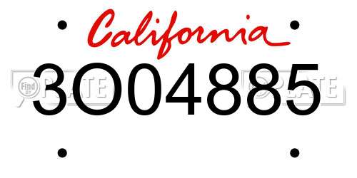3O04885 California License Plate