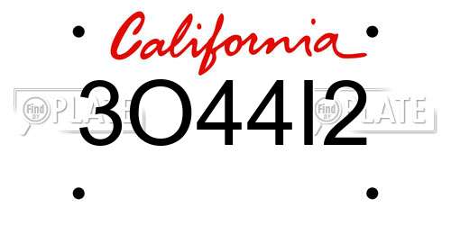 3O44I2 California License Plate
