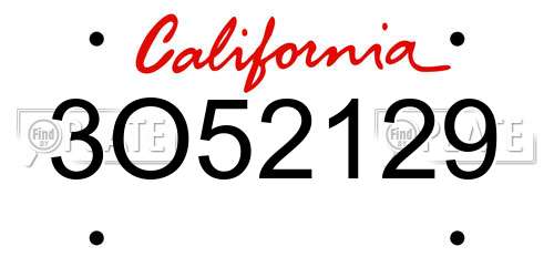 3O52129 California License Plate