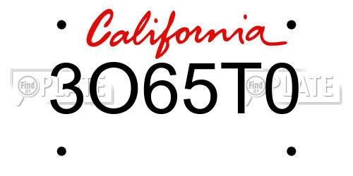 3O65T0 California License Plate