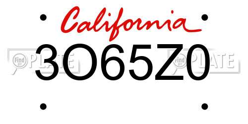 3O65Z0 California License Plate