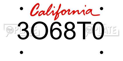 3O68T0 California License Plate