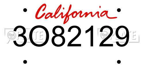 3O82129 California License Plate
