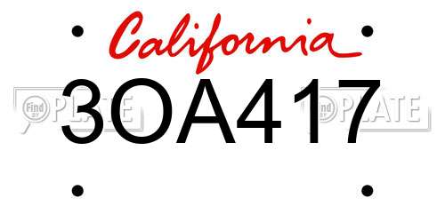 3OA417 California License Plate