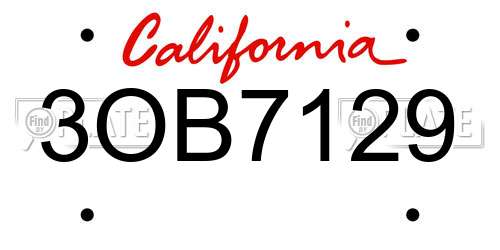 3OB7129 California License Plate
