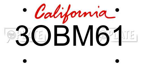 3OBM61 California License Plate