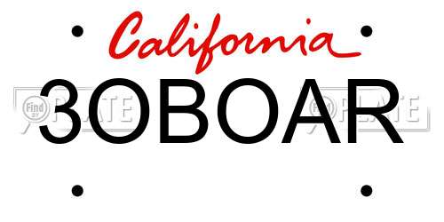 3OBOAR California License Plate
