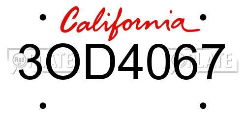3OD4067 California License Plate