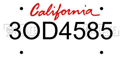 3OD4585 California License Plate
