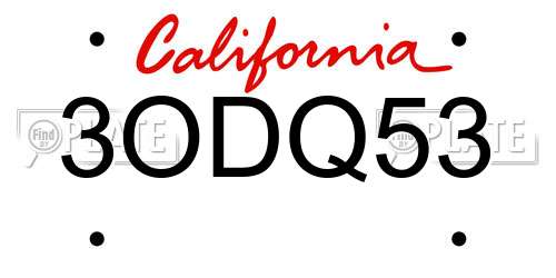 3ODQ53 California License Plate