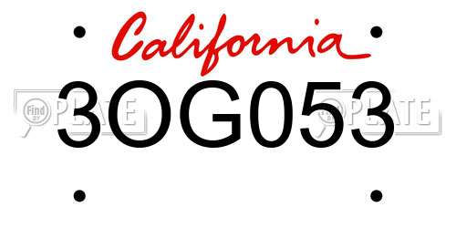 3OG053 California License Plate