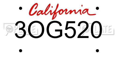 3OG520 California License Plate
