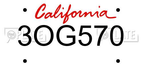 3OG570 California License Plate