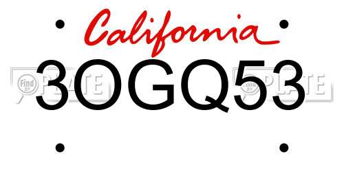 3OGQ53 California License Plate