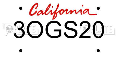 3OGS20 California License Plate
