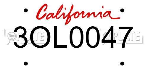 3OL0047 California License Plate