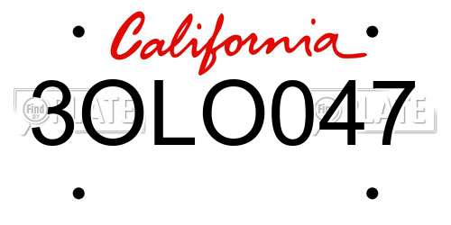3OLO047 California License Plate