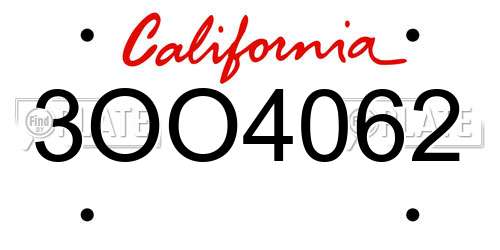 3OO4062 California License Plate