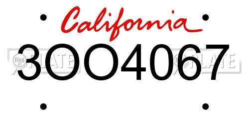 3OO4067 California License Plate