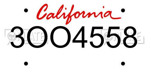 3OO4558 California License Plate