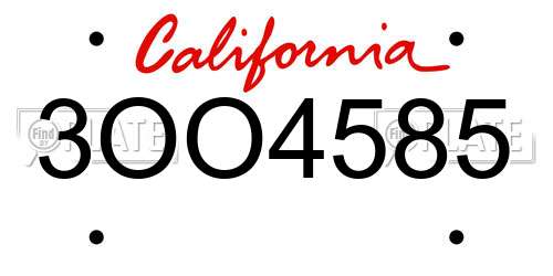 3OO4585 California License Plate