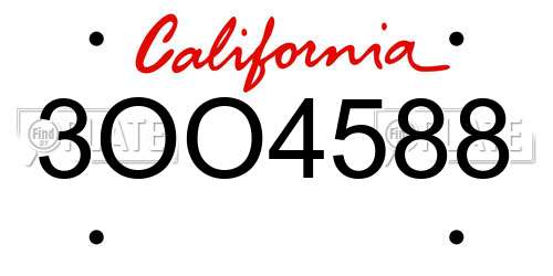 3OO4588 California License Plate