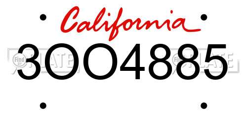 3OO4885 California License Plate