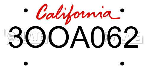 3OOA062 California License Plate
