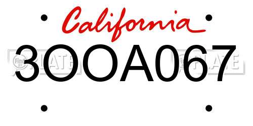 3OOA067 California License Plate