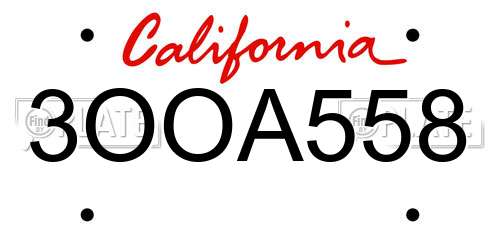 3OOA558 California License Plate