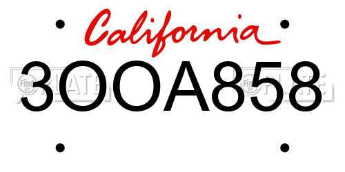 3OOA858 California License Plate