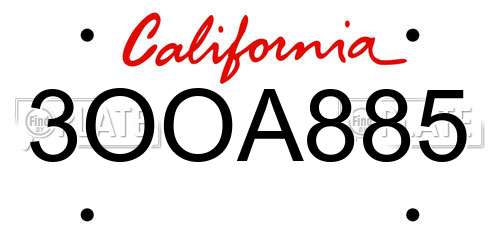 3OOA885 California License Plate
