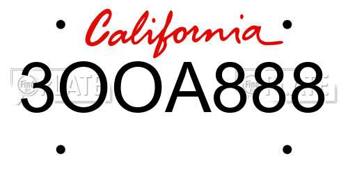 3OOA888 California License Plate
