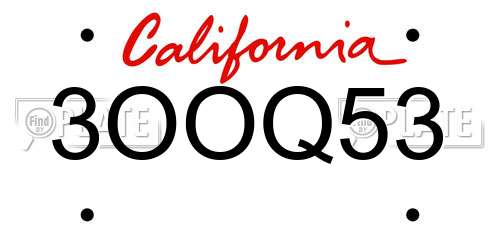 3OOQ53 California License Plate