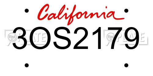 3OS2179 California License Plate