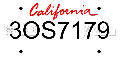3OS7179 California License Plate