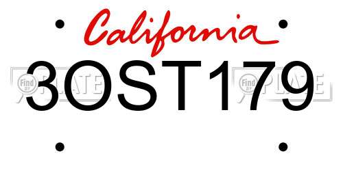 3OST179 California License Plate