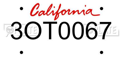 3OT0067 California License Plate